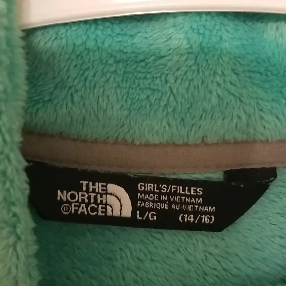 The North Face Girl's Teal Fleece Warm Cozy Zip Up Jacket Size Large (14/16)